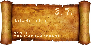 Balogh Tilla névjegykártya